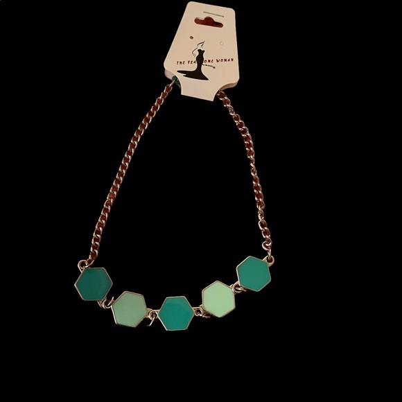 REVERSIBLE AQUA COLORED NECKLACE - Picture 1 of 5